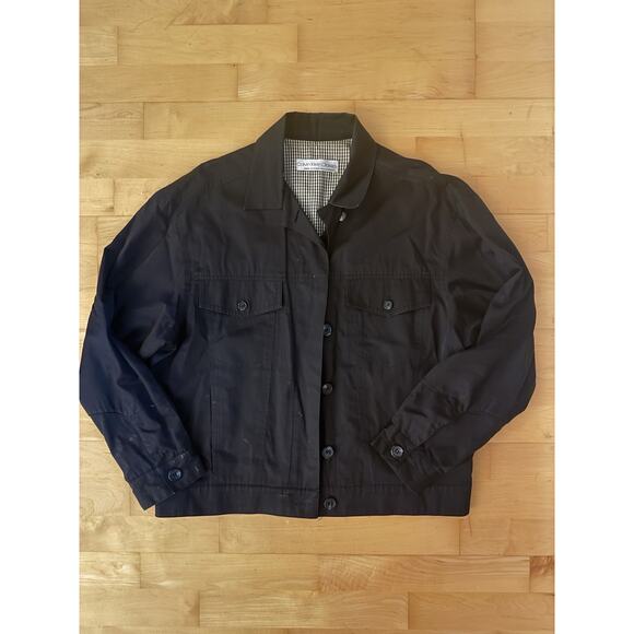 VTG Calvin Klein Classics Cotton Bomber Utility Black Grey Lined Jacket 8 - Picture 1 of 6